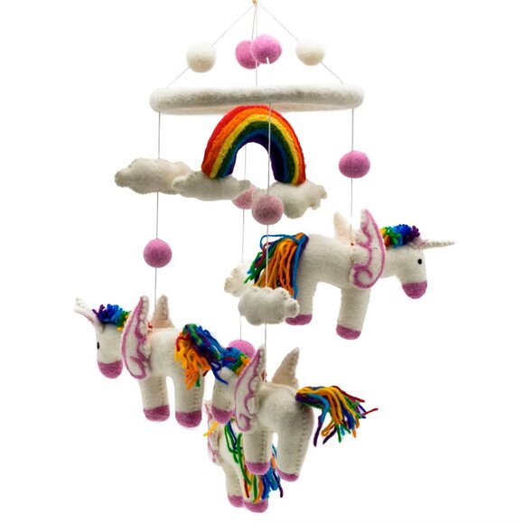 Handmade Felt Mobile - Rainbow Unicorns - Picture 1 of 1